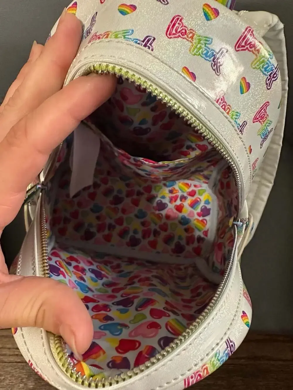 Loungefly x Lisa Frank Logo Mini Backpack w/Detachable Rainbow Heart Fanny Pack - Picture 5 of 11